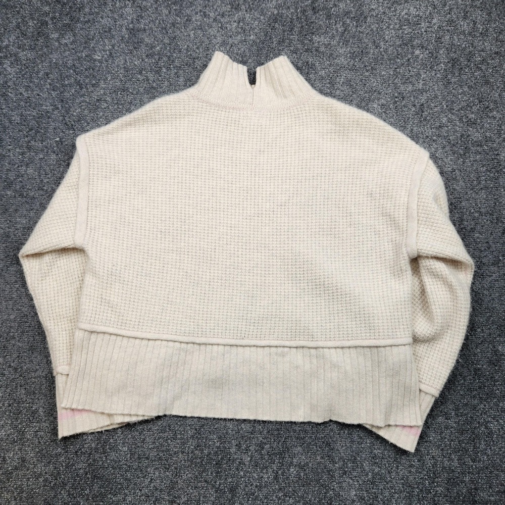 Pilcro Cashmere Sweater Womens Small Waffle Knit Mock Neck Relaxed Pullover - Picture 3 of 8